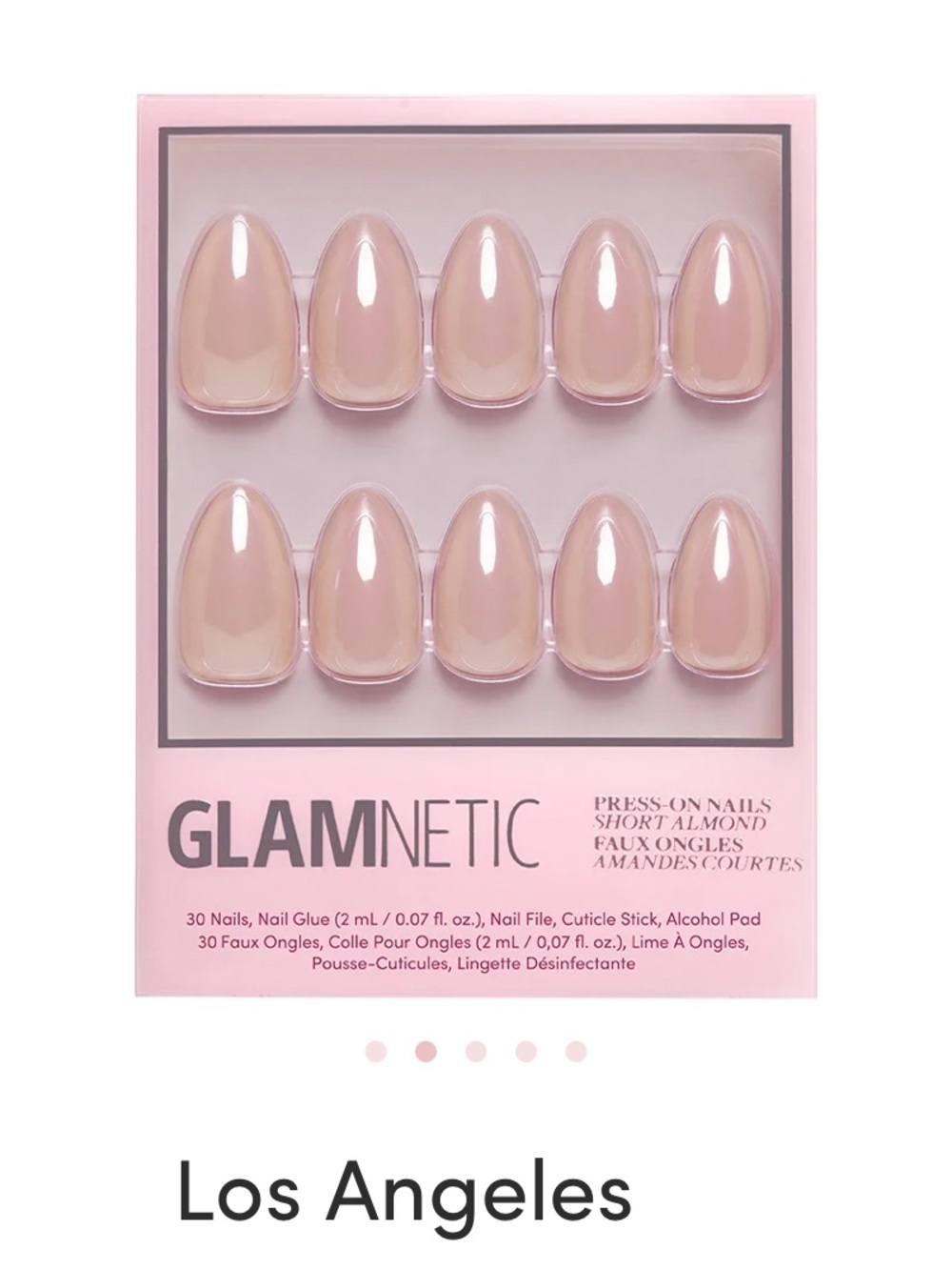 GLAMNETIC Los Angeles Short Almond Press-On Nails in Nude Pink